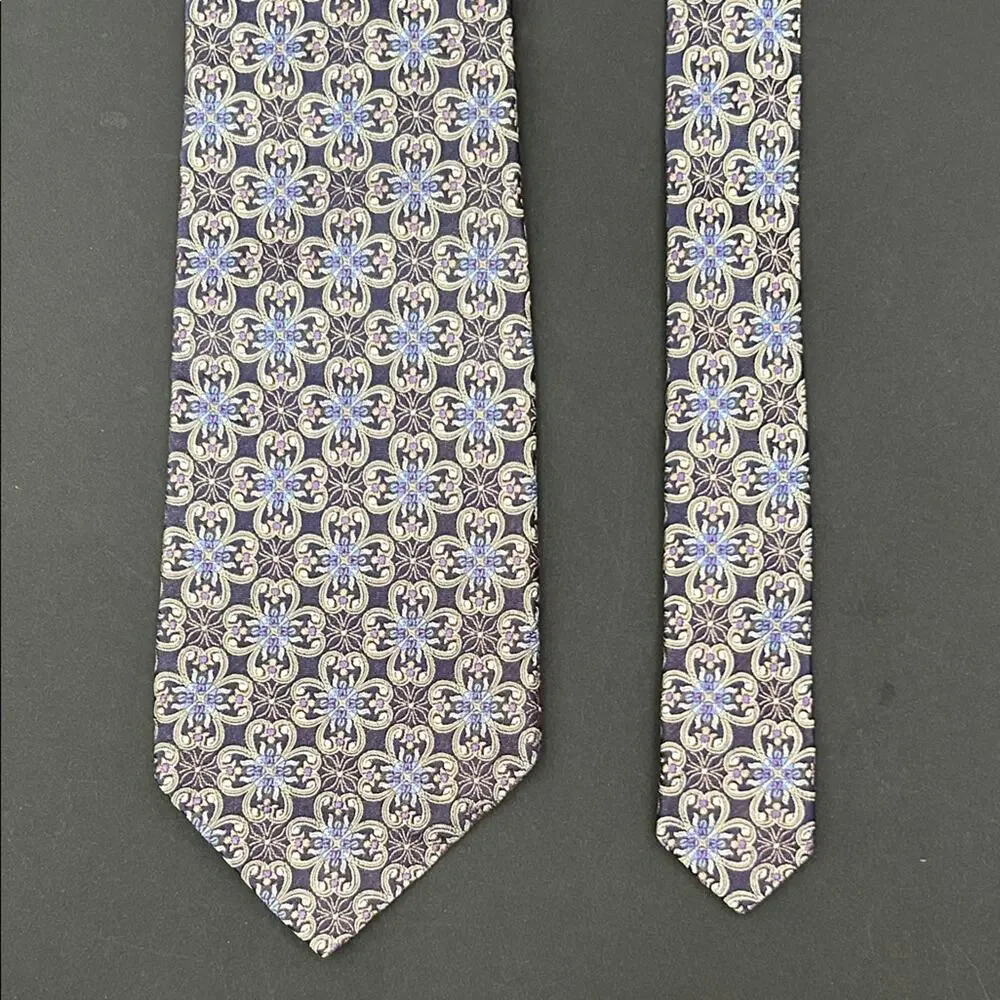 Hickey Freeman Multicolored Woven Floral Tie, 100% Silk